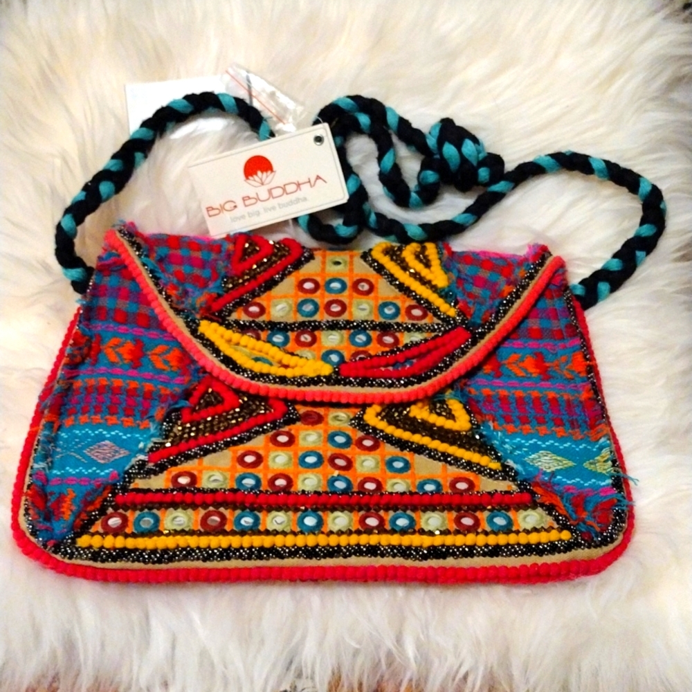 Big Buddha JS Banjo Crossbody Bag Teal Multicolor.